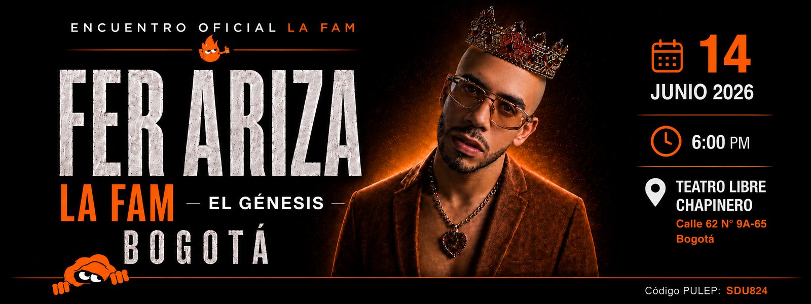 LA FAM GENESIS — Bogotá — Teatro Libre Chapinero — Domingo 14 de marzo · 6:00 PM
